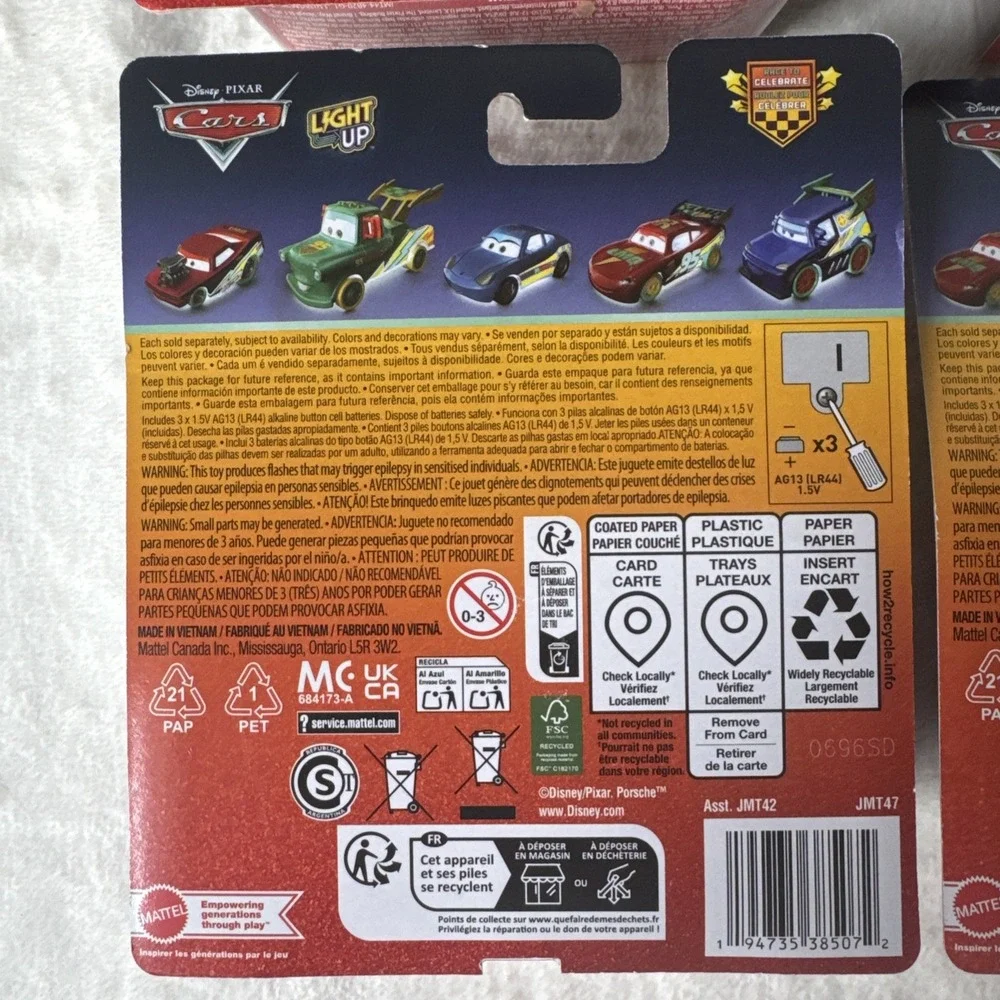 2026 Disney Pixar Cars Race To Celebrate Light Up Complete Set of 6